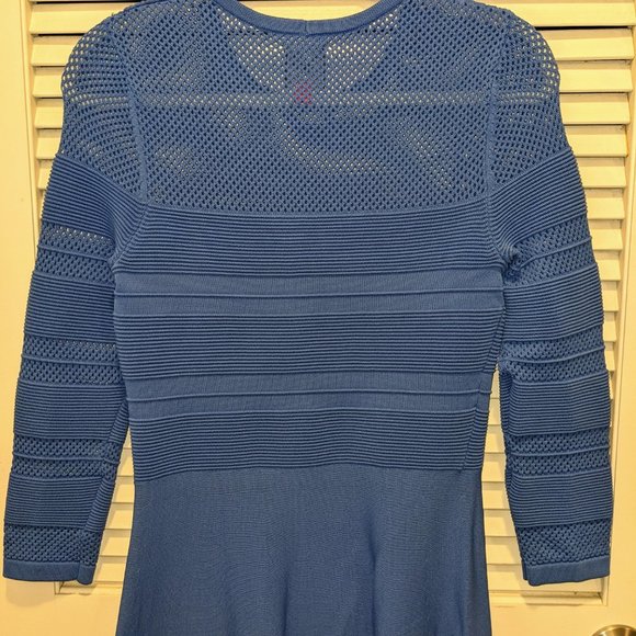 NWOT Vince Camuto Women's Blue Casual Knit Detail To Flare Dress Small. - Picture 2 of 9